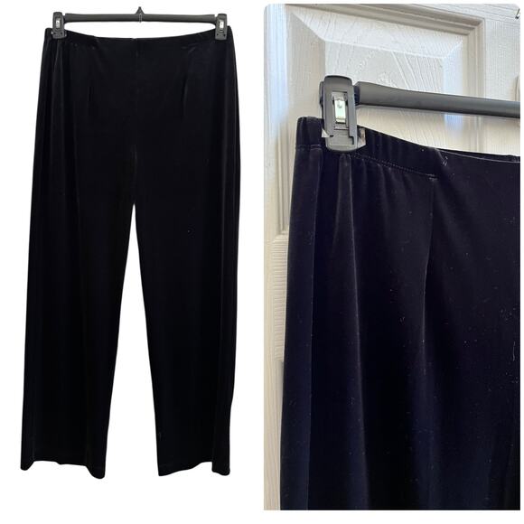 Chico’s Travelers Black Velvet No Tummy Pull On Straight Leg Pant 12/14 Short - Picture 13 of 13